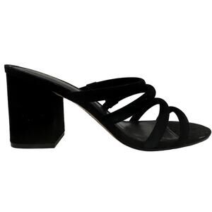 Aldo Weinreich Black Suede Strappy Block Heel Mule Sandal 8.5 Box Worn Once